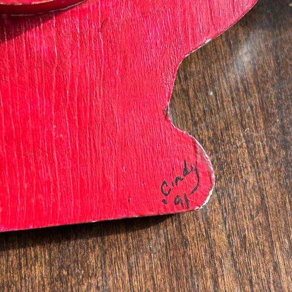 Vintage Wooden Santa Claus Painted Decor Christmas Holiday 8.5” signed dated - Picture 7 of 8